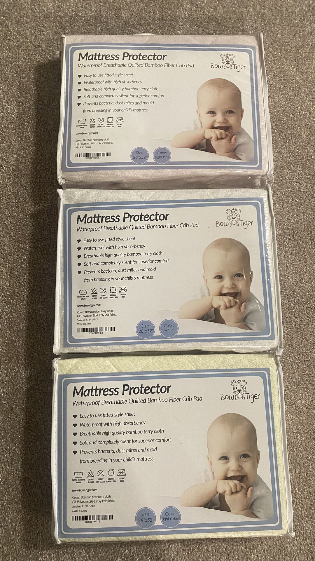 NEW Bamboo Fiber Waterproof Crib Mattress Protector – $10 each