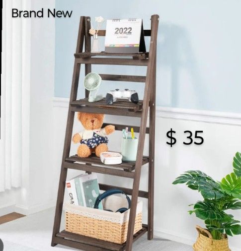 Brand New 45" Wooden Multi Funtional Foldable Ladder Shel