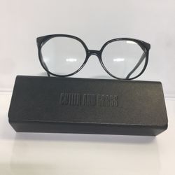 New Cutler and Gross 1075 B. Black Round Retro Plastic Eyeglasses 53mm