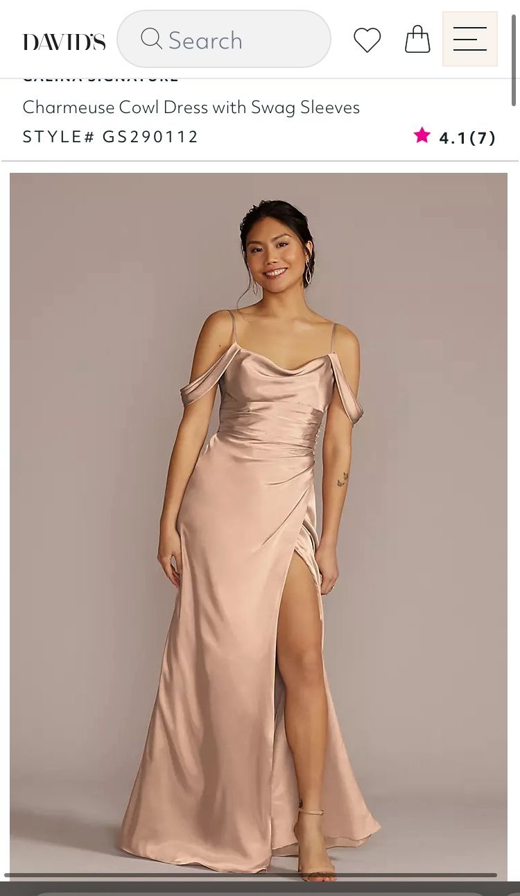 David's Bridal Charmeuse Cowl Dress With Swag sleeves -  www.rajagirimanappuram.com