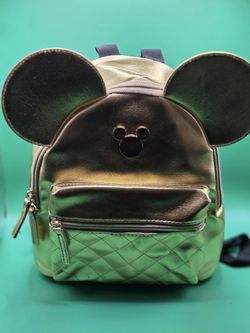 Disney Mickey Mouse Gold Faux Leather Backpack Kids