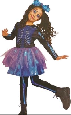 New-Light Up Skeleton Kids Complete Costume(Medium 8-10)