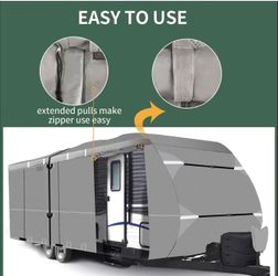 RV Cover 24ft-27ft Travel Trailer Covers Upgraded 6 Layers Top with 6 Sink Co...