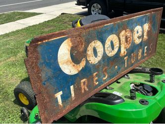 garage fresh 1940s Cooper horizontal tin original tire sign