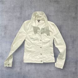 GUESS Women’s White Denim Jacket Size Small/ Petite 