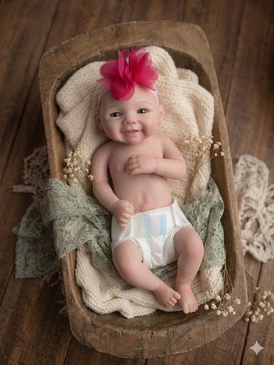 Full Body Awake Silicone Baby Doll 13 Inch, Realistic Lifelike Newborn