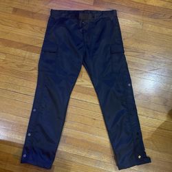 MNML Nylon Pants Men's 36x32 Black Cargo Snap Side Pockets