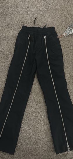 purple zip up pants