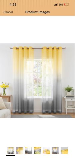 Yellow grey ombré curtains