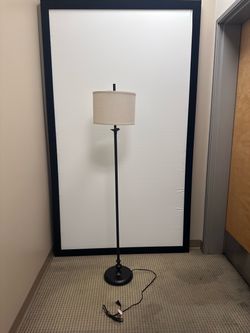 Black Floor Lamp with Drum Shade