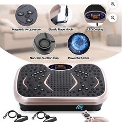  Vibration Plate Exercise Machine Lymphatic Drainage Platform Whole Body Shaker w/ 2 Resistance Bands, Home Workout Training Equipment for Weight Loss