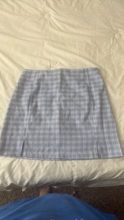 Light blue plaid mini skirt
