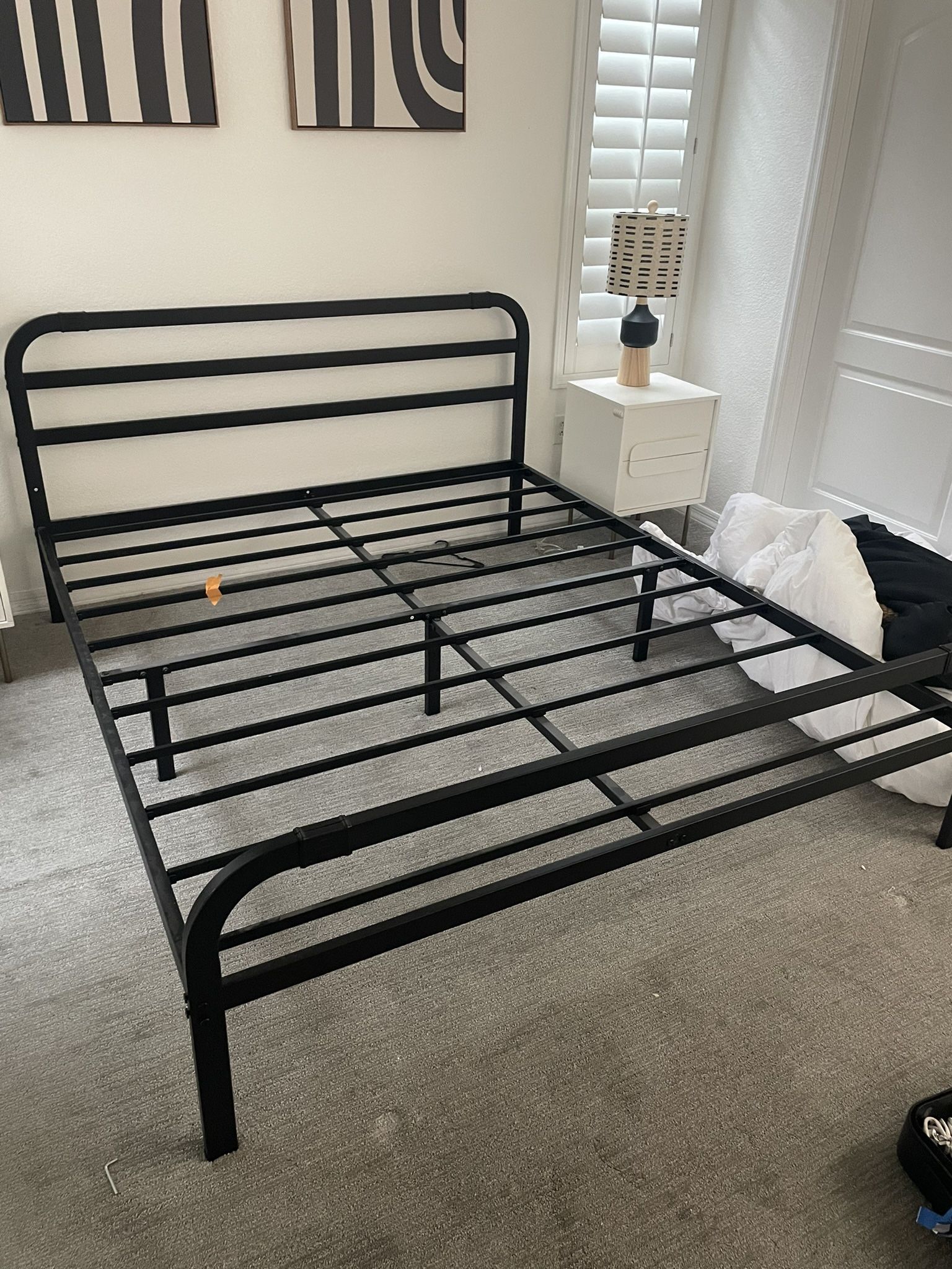 California King Black Metal Bed frame Headboard And Footboard