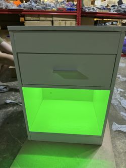 White Nightstand Set of 2 with Charging Station & LED Lights - New, Assembled