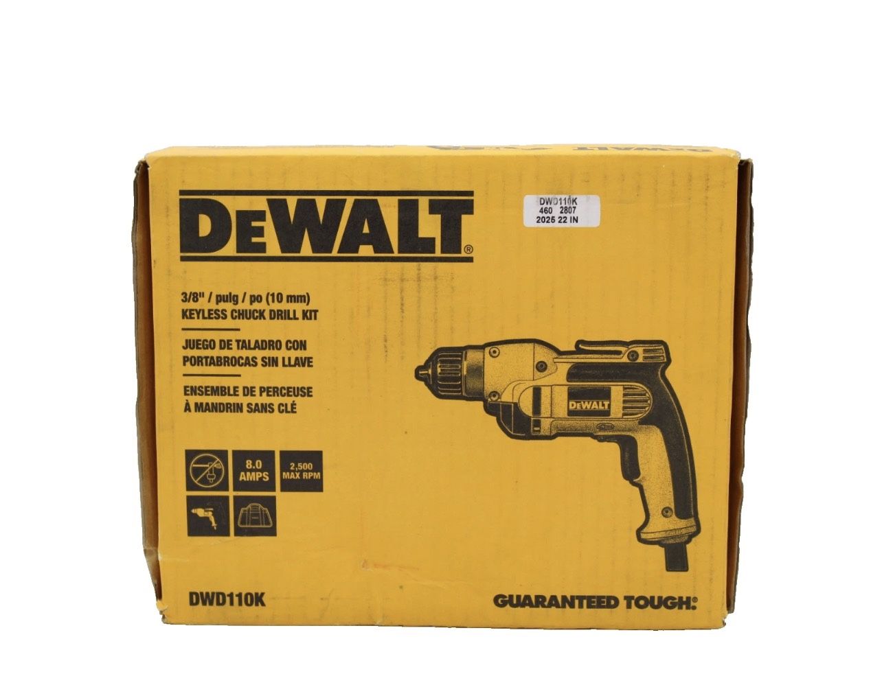 New DeWalt DWD110K 120 V AC 3/8 (10 mm) Chuck Drill kit