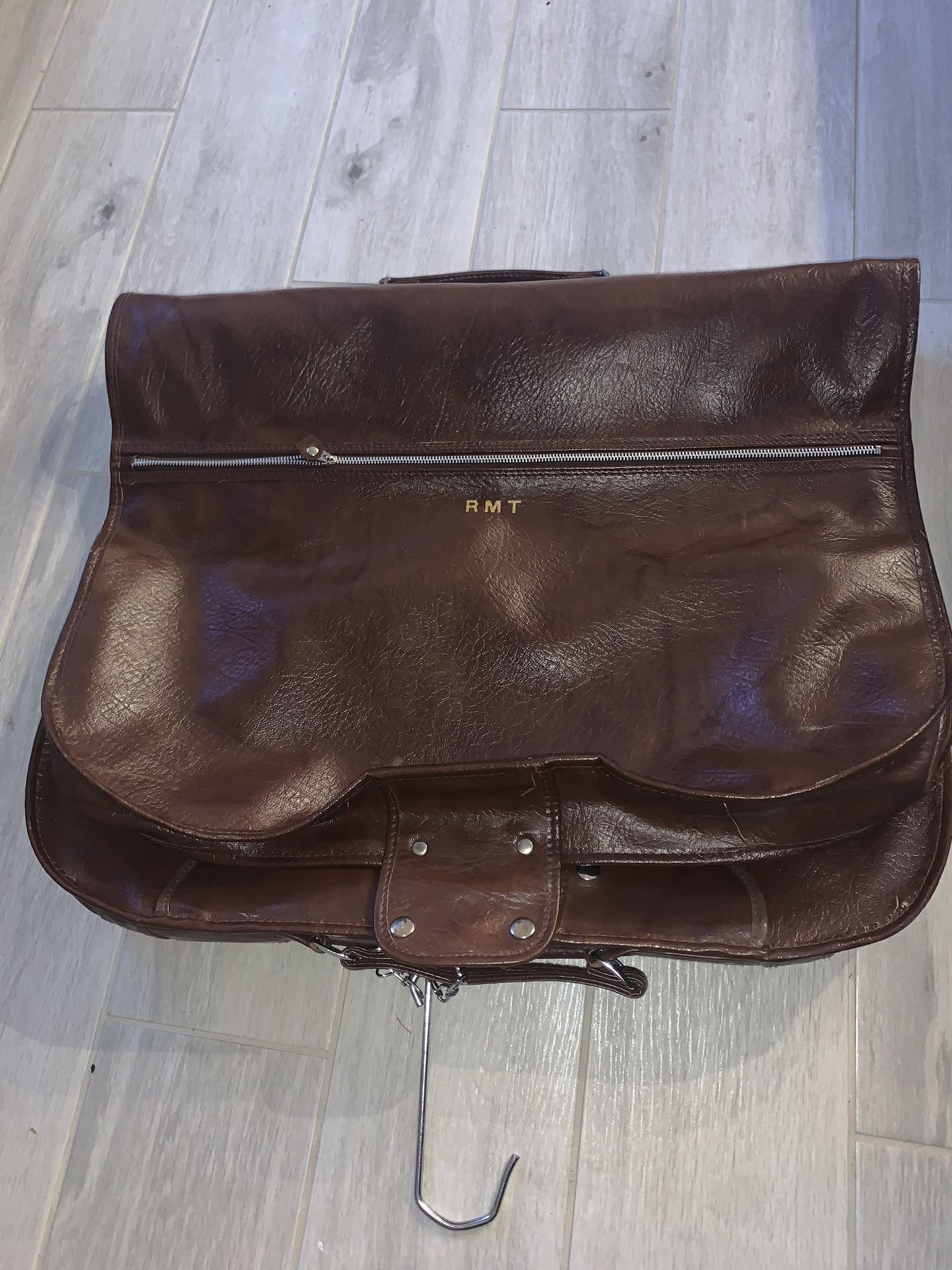 American Tourister Leather Suit Bag Suitcase with Hanger and Pockets