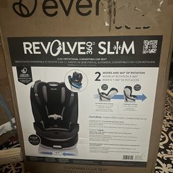 Evenflo Revolve360 Slim 2-in-1 Rotational Car Seat with Quick Clean Cover (Stow Blue)