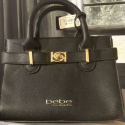 Brand NEW with Tags BEBE Evie Satchel Black Small Tote Bag Crossbody  Handbag Purse ( SEE DETAILS) 