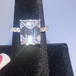 5ct Moissanite engagement ring 18kt over Sterling silver