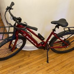 ngn e450 step-through hybrid electric commuter-bike, extra batt, f+r basket/pouch
