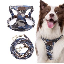 Puppytie Dog Harness, No Pull Dogs Harness and Multi-Function Leash Set for Medium Dogs Easy Walk Everyday Adjustable Soft Dog Vest Harness Fashionabl