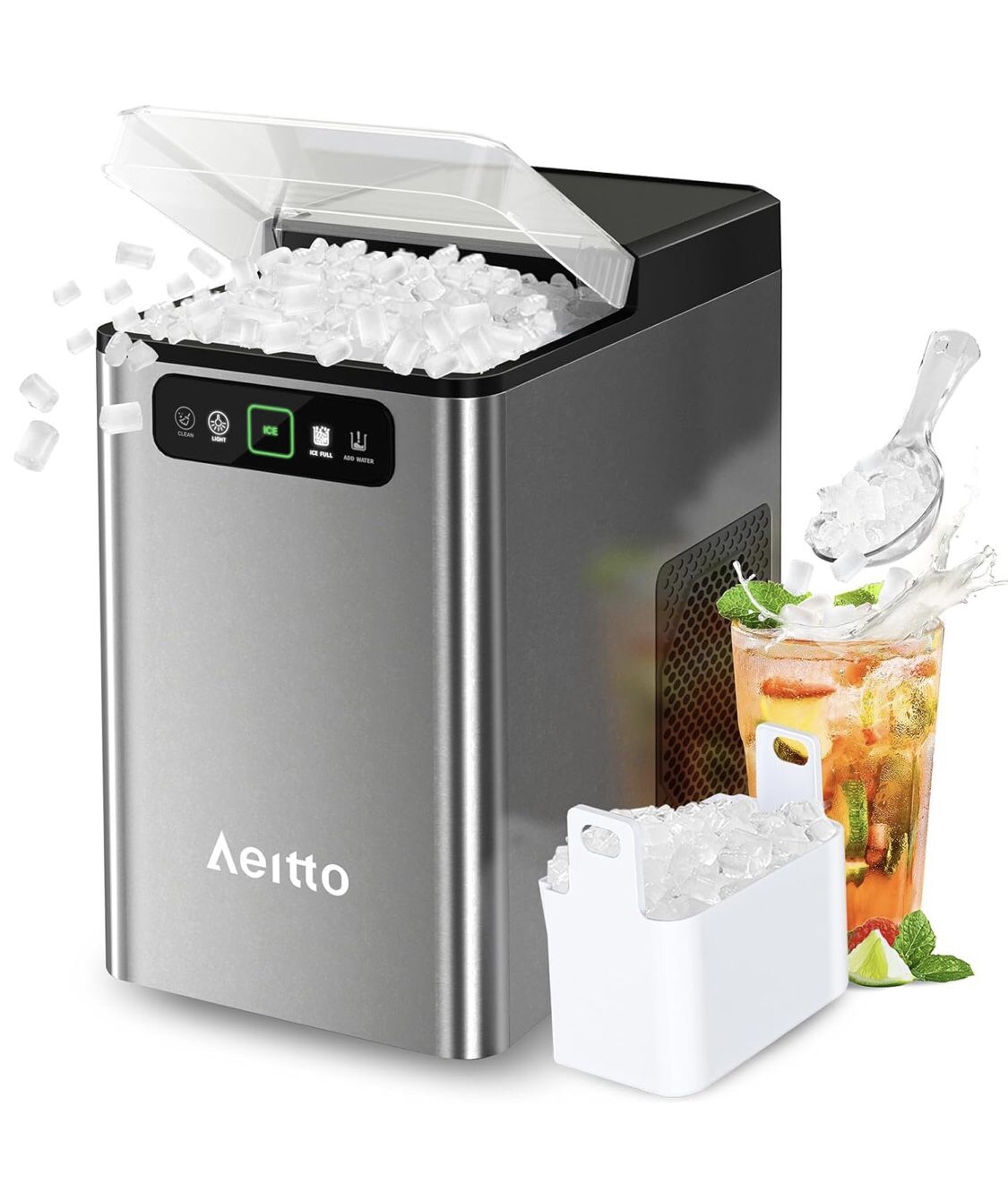 Aeitto Nugget Ice Maker 40Lbs/24H, Countertop Soft Chewable Ice Open box item appears new! The Aeitto Nugget Ice Maker is a countertop ice maker tha
