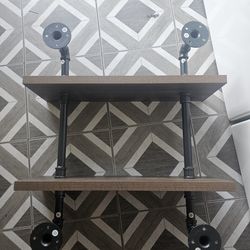 Shelf with rustic pipes