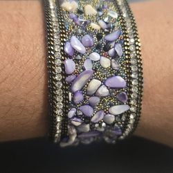 Magnet Gem Bracelet With Leather Back