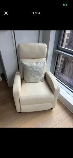 Beige Cream Leather like Recliner