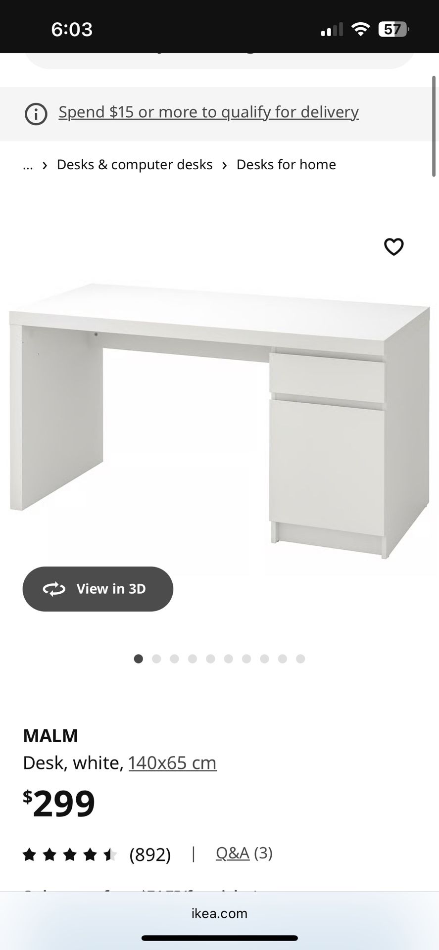 White Working Desk/Vanity