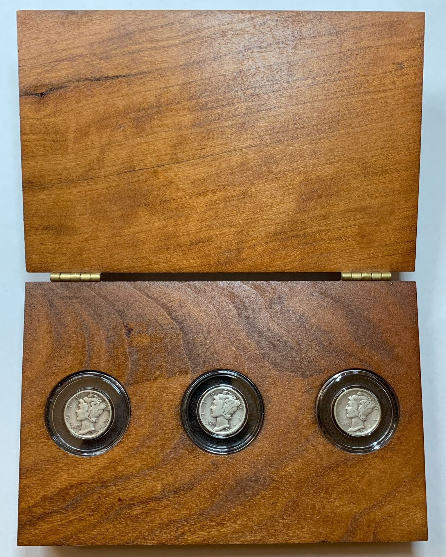 Silver Mercury Dime Wooden Display Case