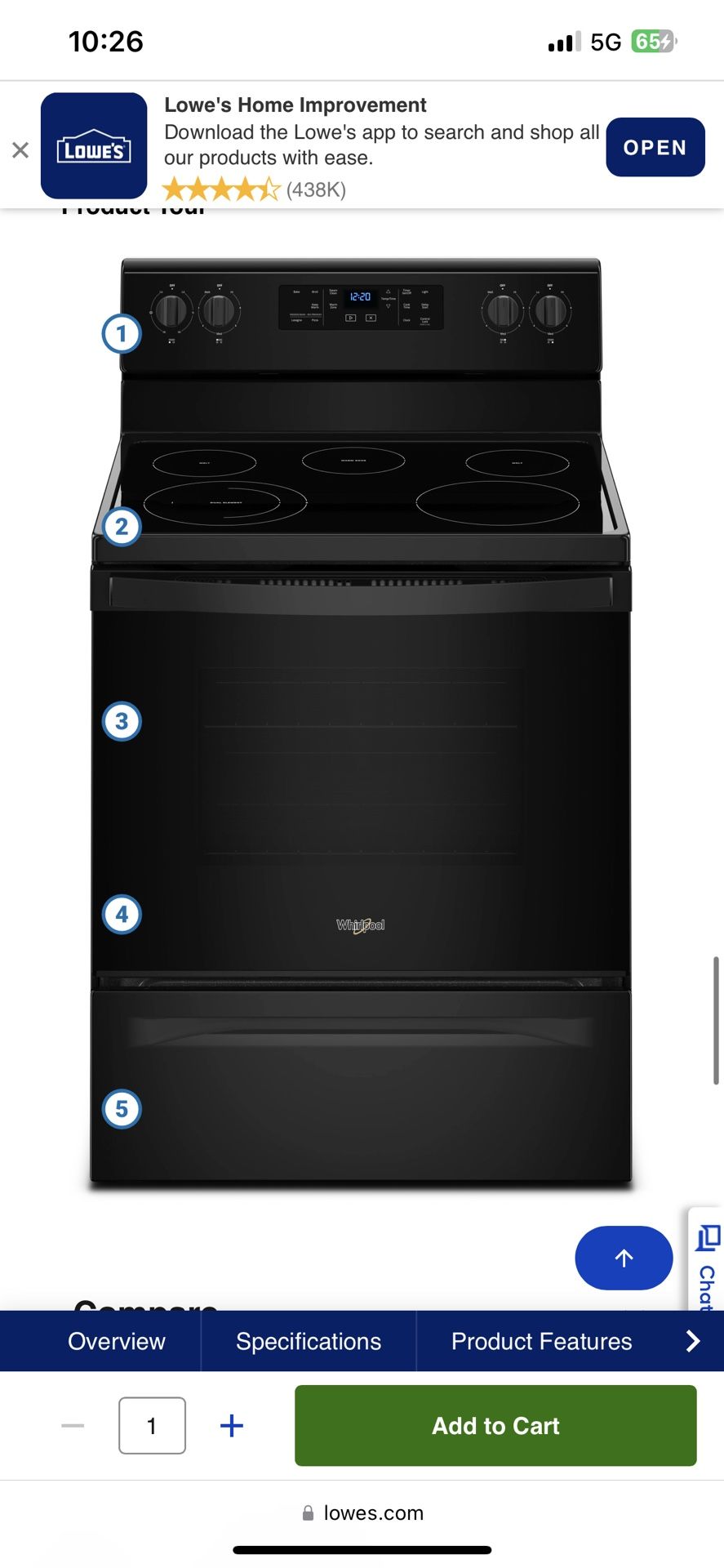 New Whirlpool Stove