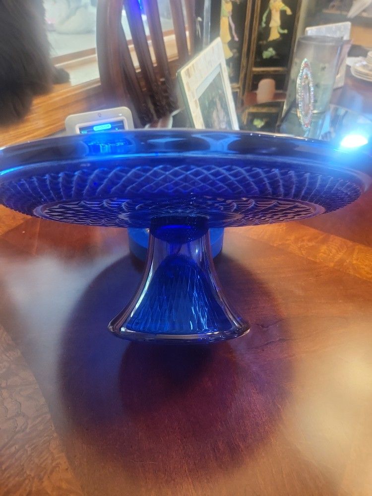 Cobalt Wexford Anchor Hocking Cake Plate