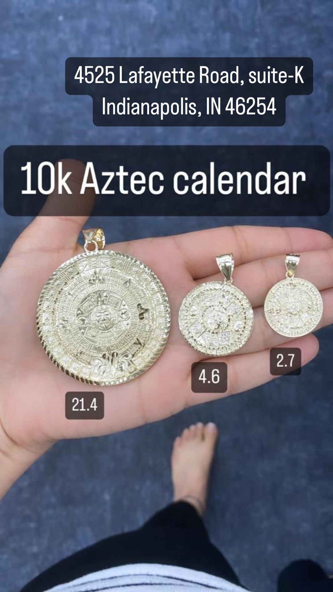 10k Aztec Calendar Pendant