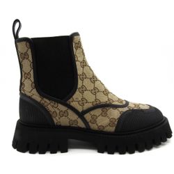 Gucci Men's GG Supreme Chelsea Boots 751711 FABSQ 9751 Beige/Ebony Size 40
