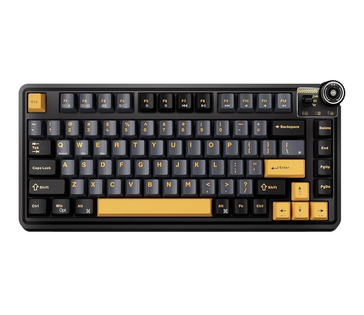 Aula Wireless Mechanical Keyboard - 75% Compact Hot Swappable Custom Keyboard, 81 Keys, RGB Backlit, 2.4GHz/USB-C Wired/BT5.0 for Tablet, Laptop, Comp