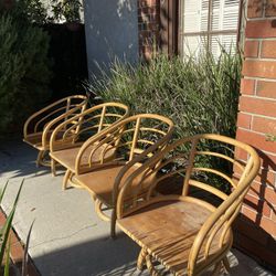 Vintage Hawaiian Bamboo Swivel Chairs