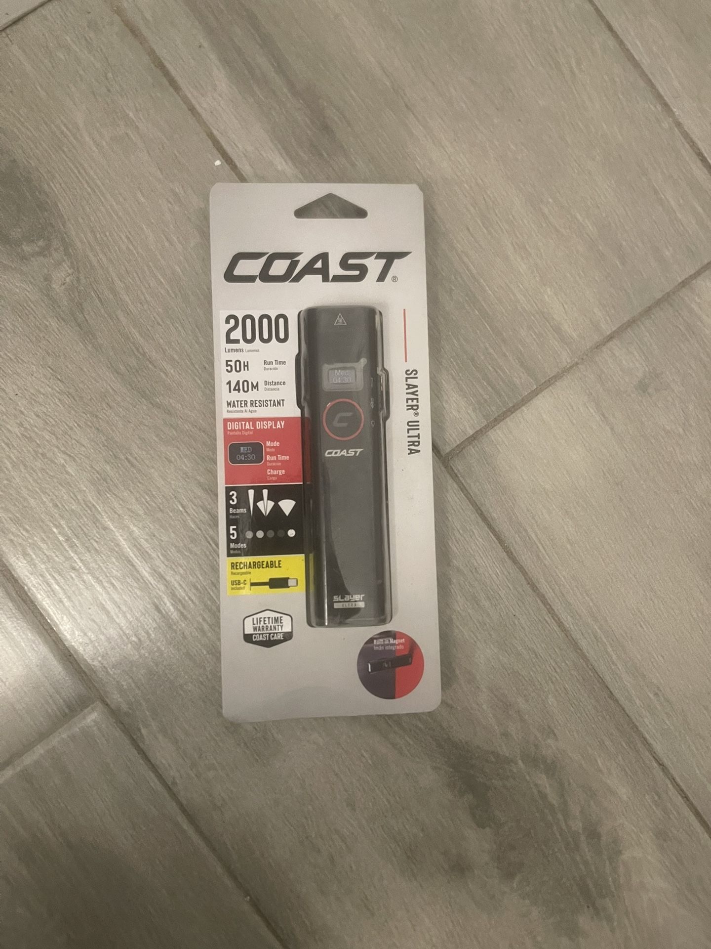 Slayer Ultra 2000 Lumens Battery Powered Rechargeable Flashlight