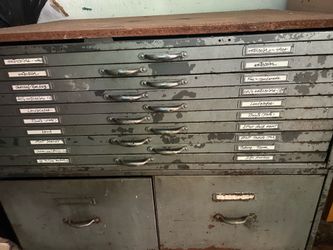 Vintage blueprint flat file cabinet