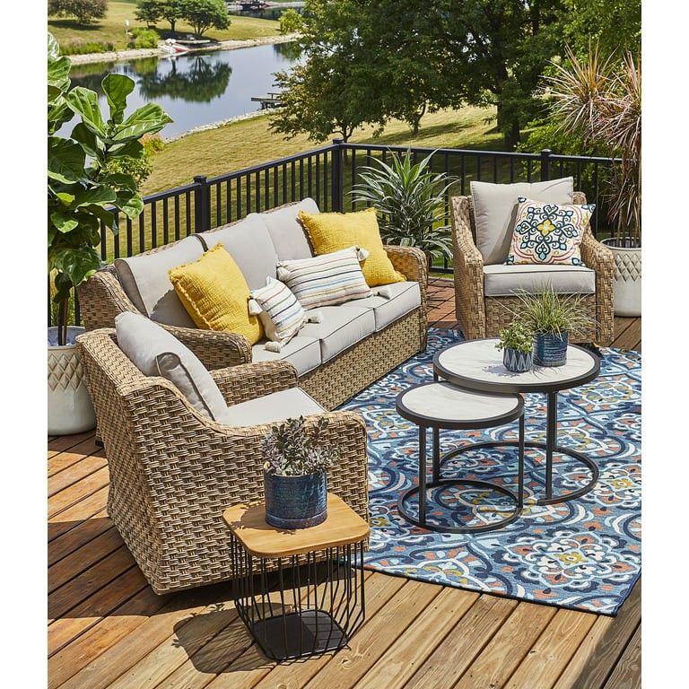 River Oaks 5-Piece Outdoor Conversation Set With Swivel Chairs And Sofa