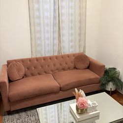 79.5” Dusty Rose Velvet Sofa