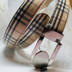  Plaid Belt With Silver Buckle