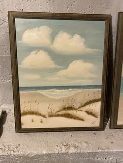 2 Framed Beach scene paintings