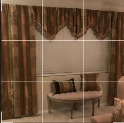 LOT-2  Lined Drapes 2 Valances 2 Matching Cushions