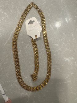 New 10mm Stainless Steel Gold Plated Necklace & Bracelet Miami Cuban Link