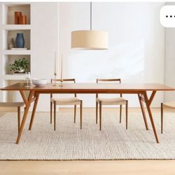 WEST ELM Mid-Century 39-55" Expandable Dining Table, Acorn plus 4 Holland Dining Chair, Walnut, Wood