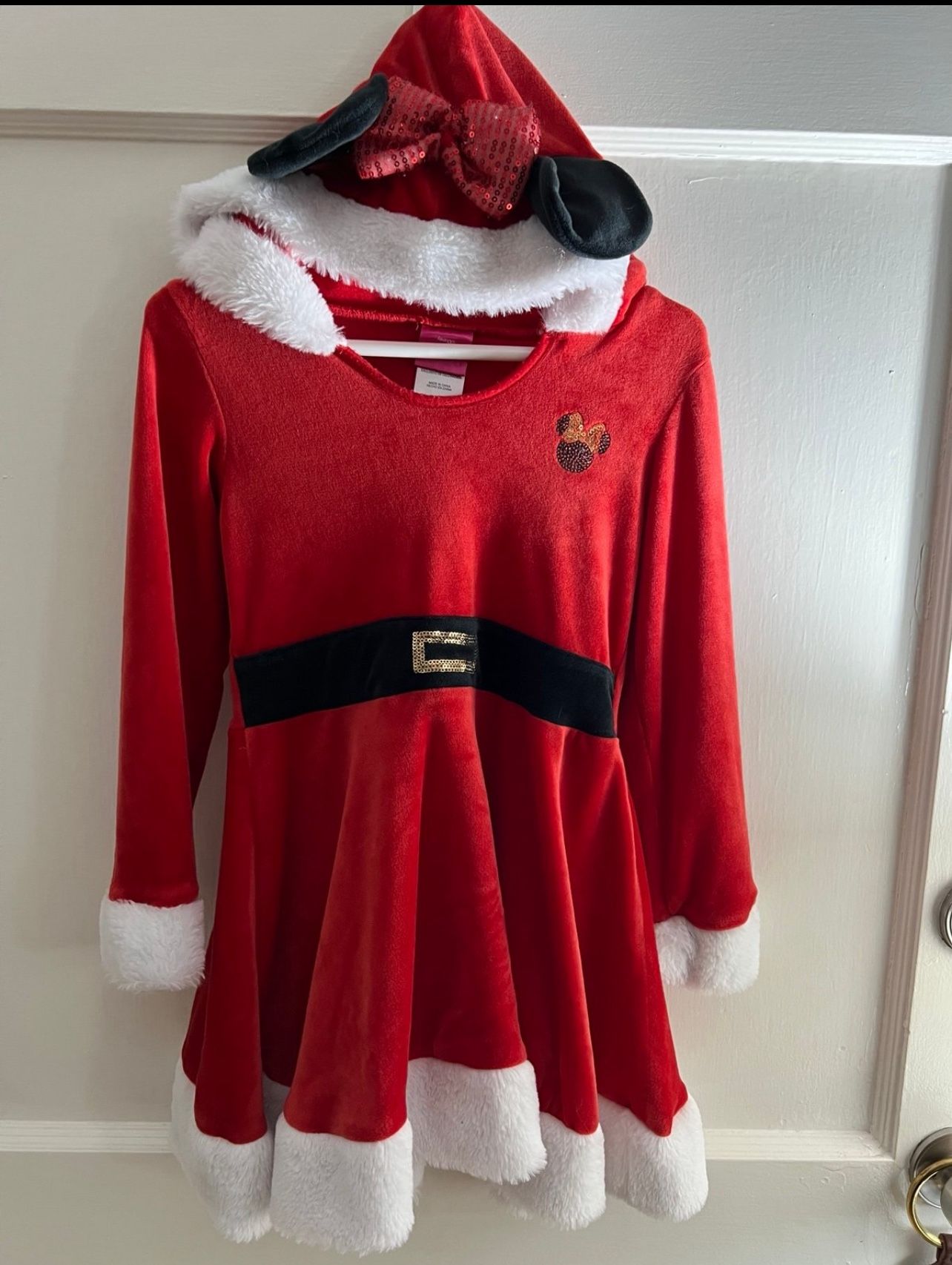 Disney Junior Minnie Mouse Hooded christmas Santa Dress Size 6 Girls