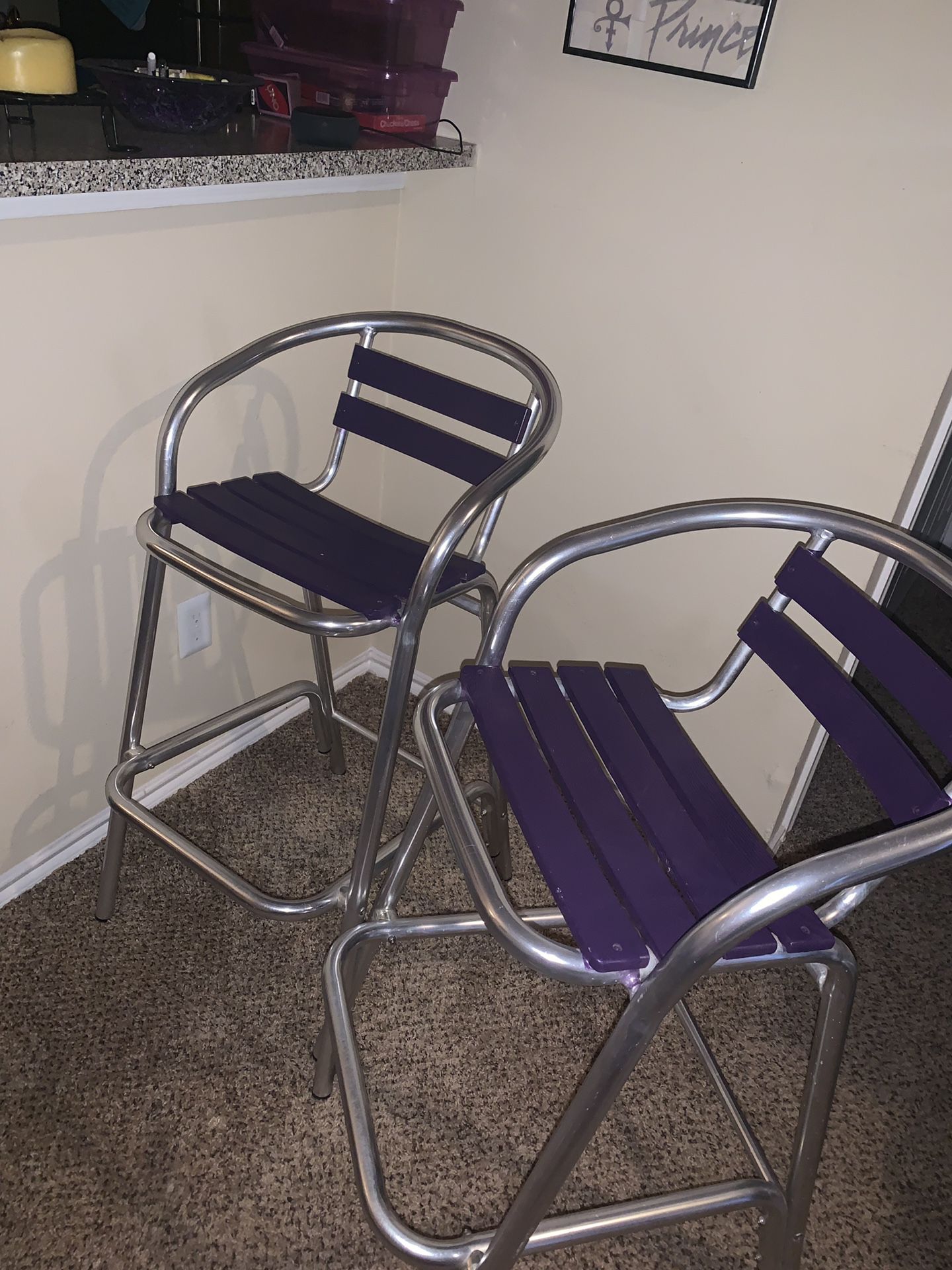 4 purple bar stools