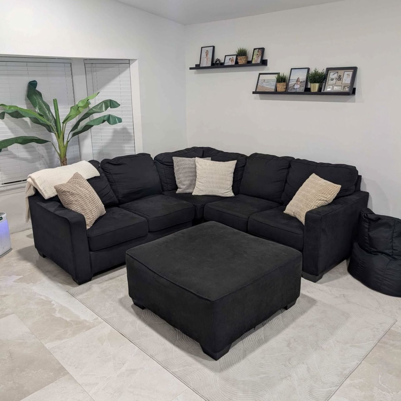 Black Sectional Sofa / Ottoman π Same Day Delivery