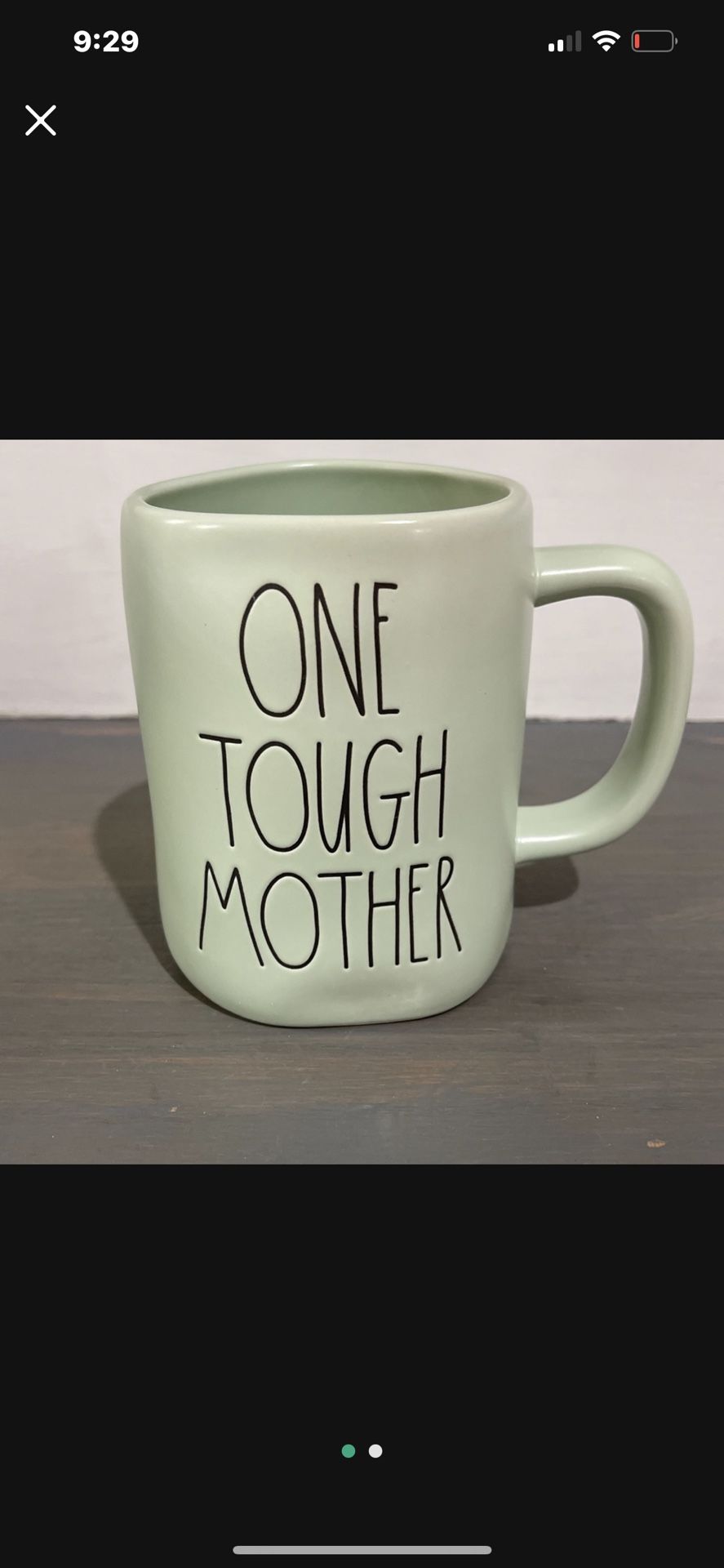 Rae Dunn “ONE TOUGH MOTHER” Mint Green Mug